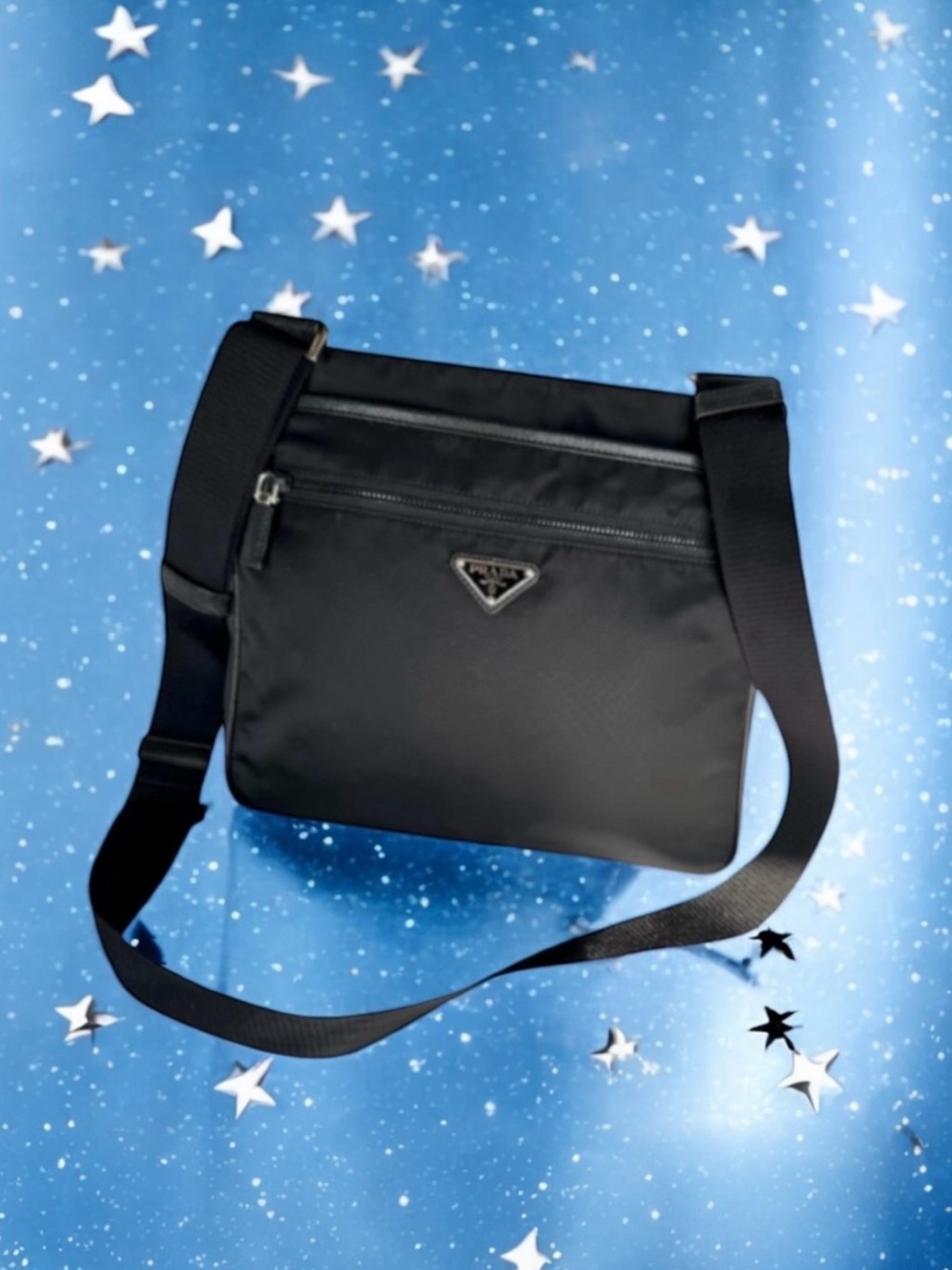 💞PRADA Re-Nylon Saffiano Shoulder Crossbody Messenger Bag • BLACK • SHW • UNISEX